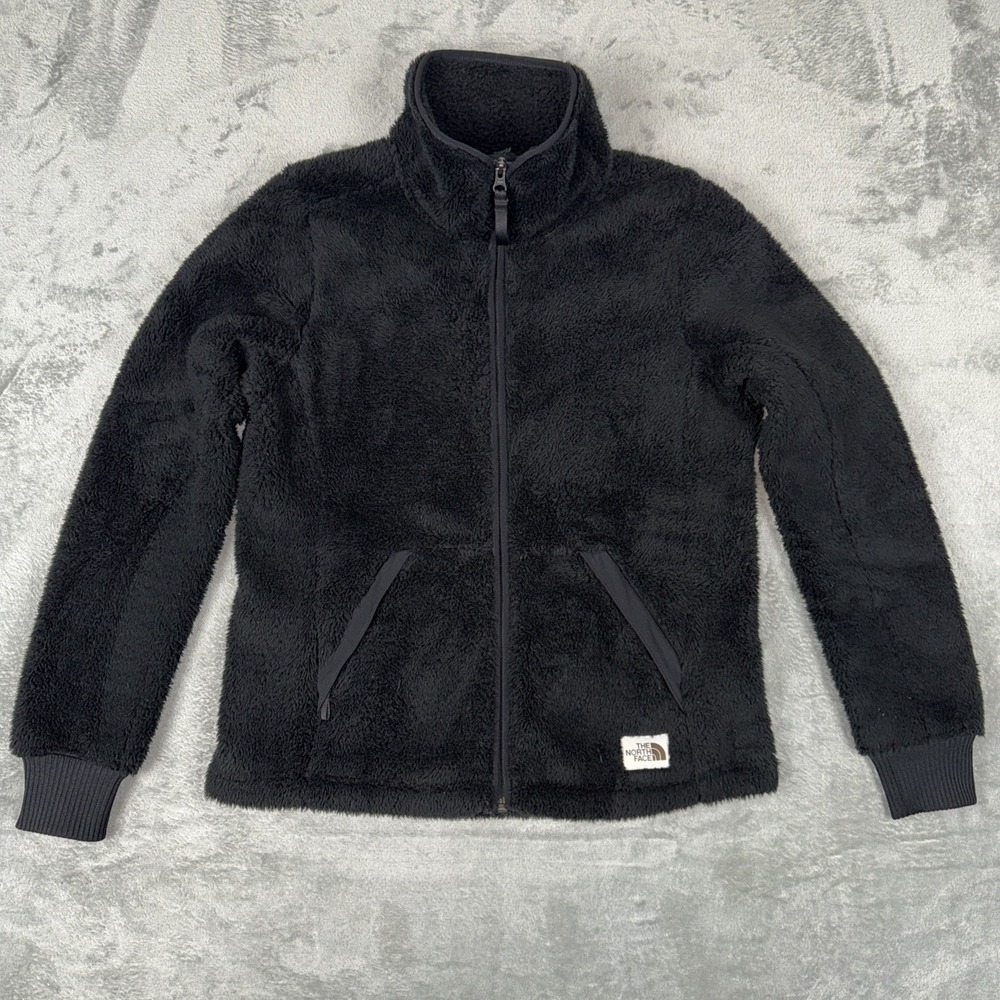 The North Face Fuzzy Sherpa Full Zip Jacket Black Mock Neck Womens Size Small